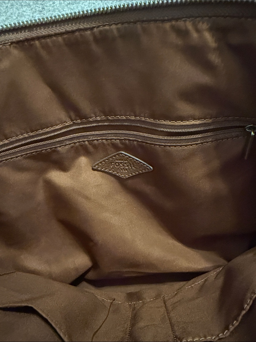 Fossil Leather Tote in Warm Chestnut Brown - Picture 6 of 6